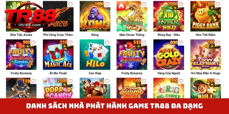 Danh sách nhà phát hành game TR88 đa dạng